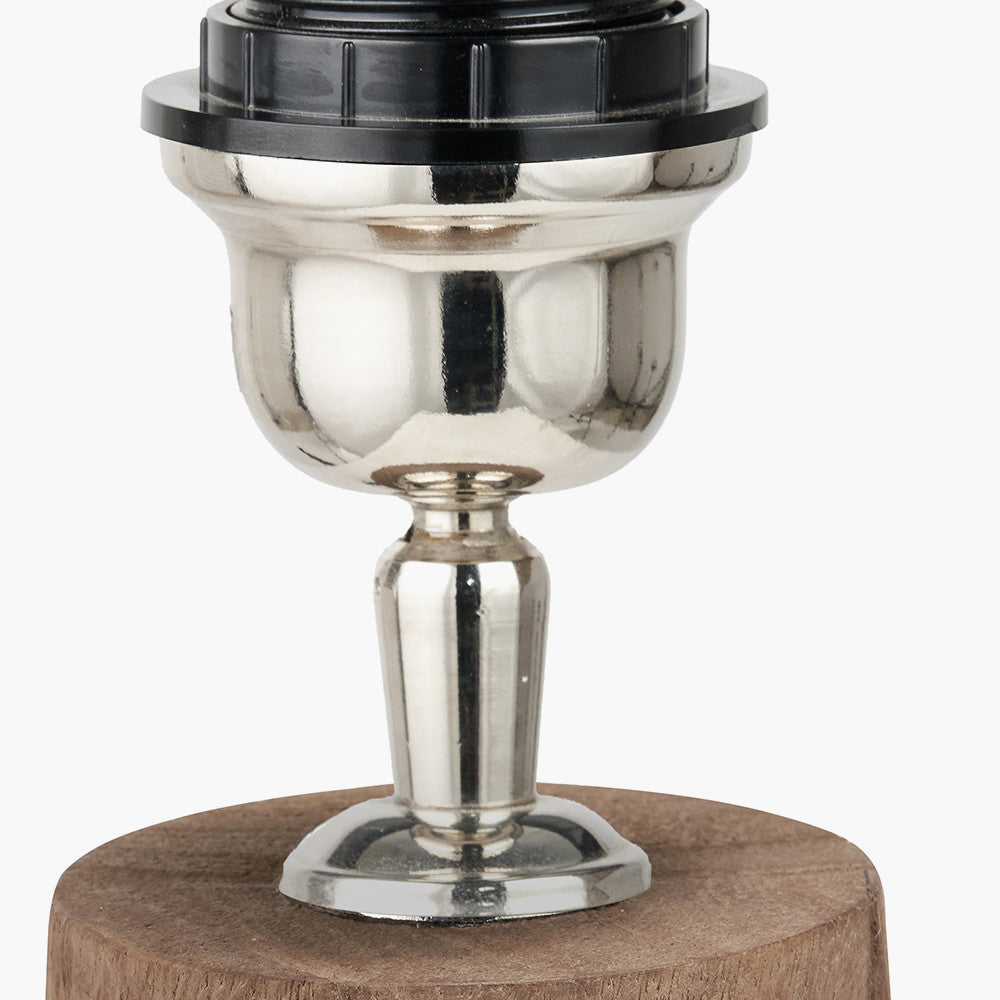 Esha Natural Conical Wood Table Lamp Base with Edward 35cm Natural Linen Cylinder Lampshade