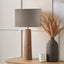 Esha Natural Conical Wood Table Lamp Base with Edward 35cm Natural Linen Cylinder Lampshade