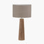 Esha Natural Conical Wood Table Lamp Base with Edward 35cm Natural Linen Cylinder Lampshade