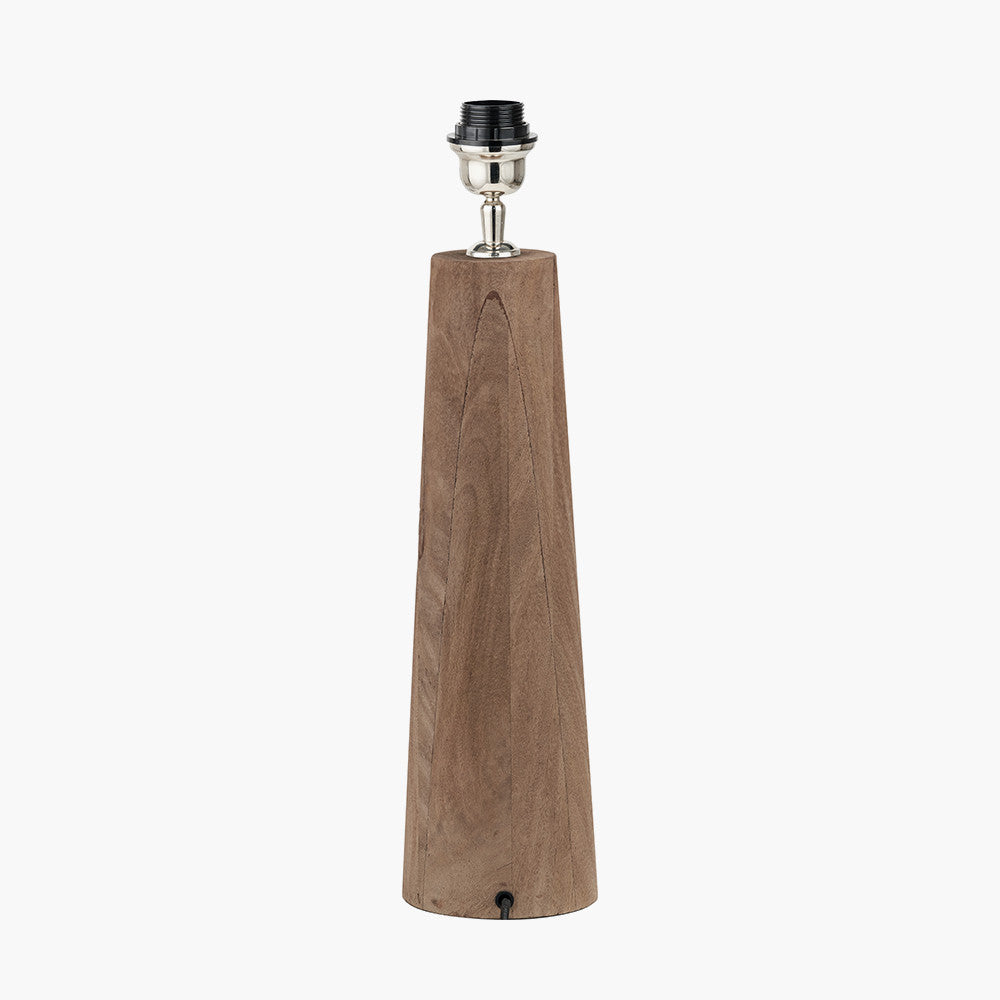 Esha Natural Conical Wood Table Lamp Base with Rouen 35cm White Boucle Cylinder Lampshade