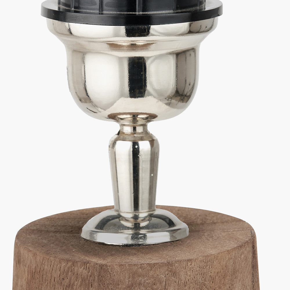 Esha Natural Conical Wood Table Lamp Base with Rouen 35cm White Boucle Cylinder Lampshade
