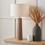 Esha Natural Conical Wood Table Lamp Base with Rouen 35cm White Boucle Cylinder Lampshade