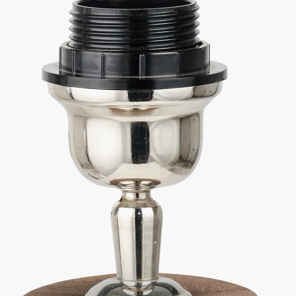 Esha Natural Conical Wood Table Lamp Base with Lino 35cm White Self Lined Linen Cylinder Lampshade
