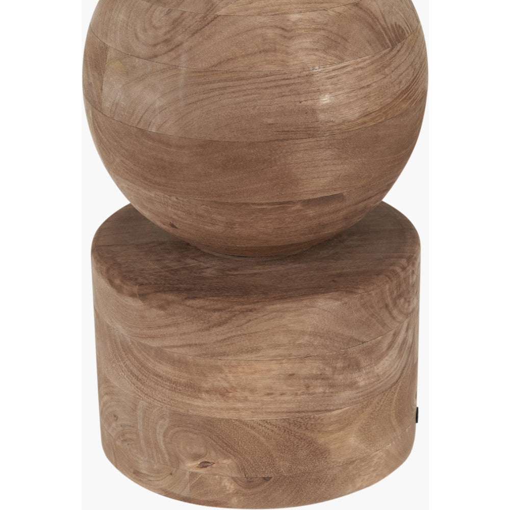 Ziva Antique Brown Round Wood Table Lamp Base with Edward 45cm Apricot Linen Cylinder Lampshade