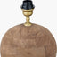 Ziva Antique Brown Round Wood Table Lamp Base with Bloom 45cm White Handloom Scalloped Cylinder Lampshade