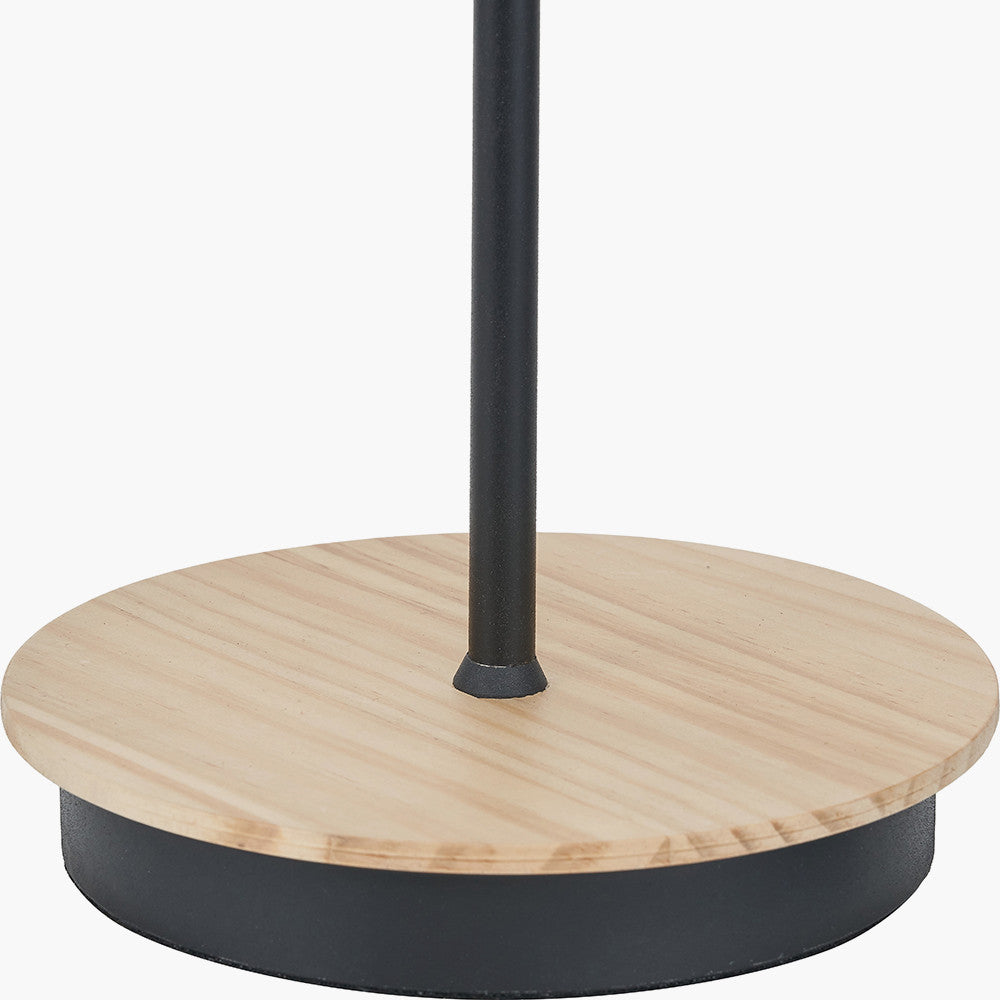 Juna Black Metal and Natural Wood Table Lamp