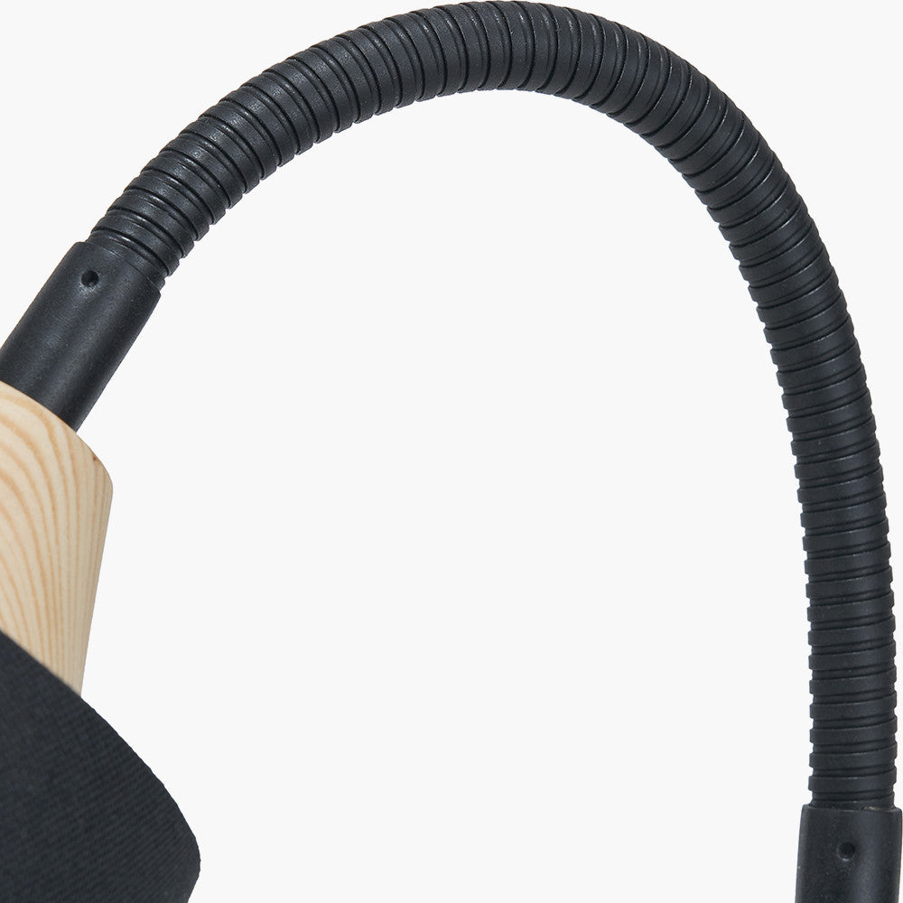 Juna Black Metal and Natural Wood Table Lamp