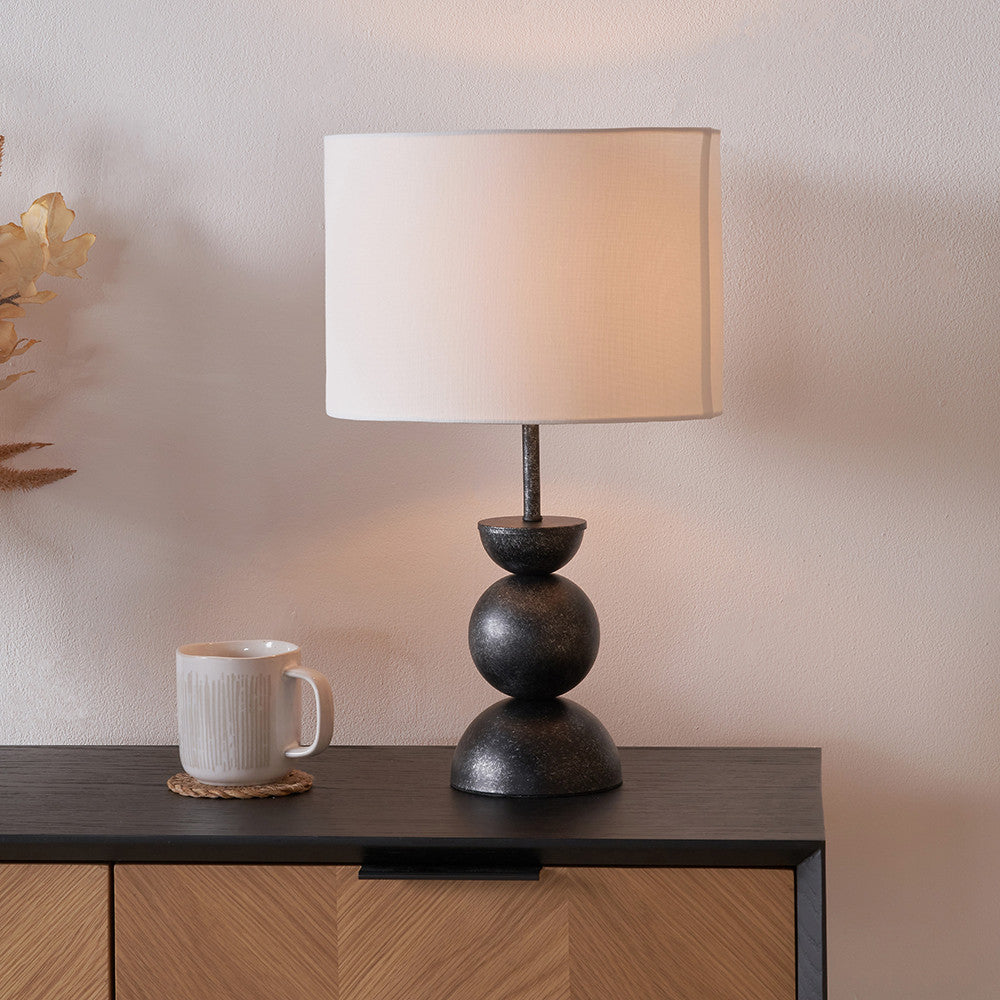 Vala Graphite Metal Textured Effect Ball Table Lamp