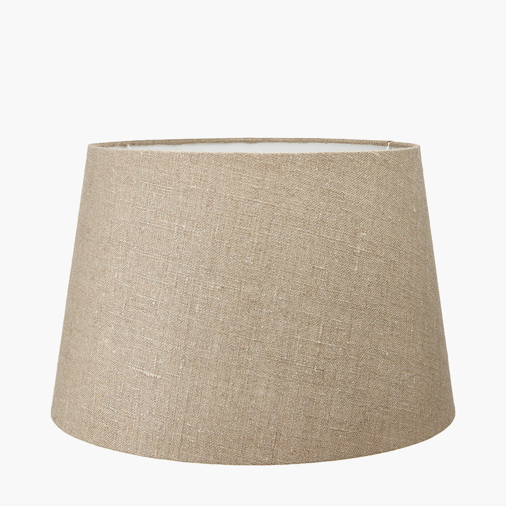 Arbor Verdi Gris Metal Conical Table Lamp Base with Milos 40cm Natural Linen Tapered Lampshade