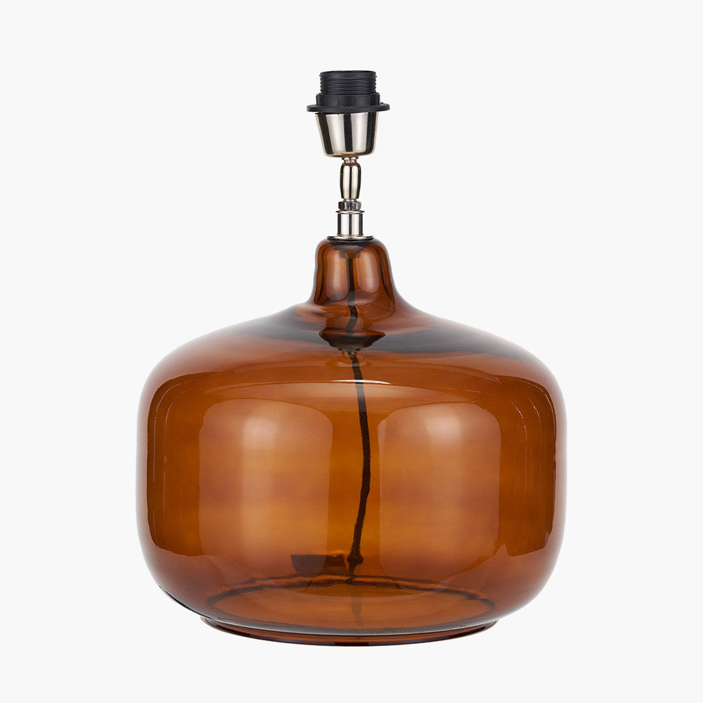 Corby Amber Glass Table Lamp Base with Harry 40cm Ivory Cotton Mix Cylinder Lampshade