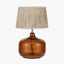 Corby Amber Glass Table Lamp Base with Vienna 40cm Taupe Chevron Mushroom Pleat Lampshade