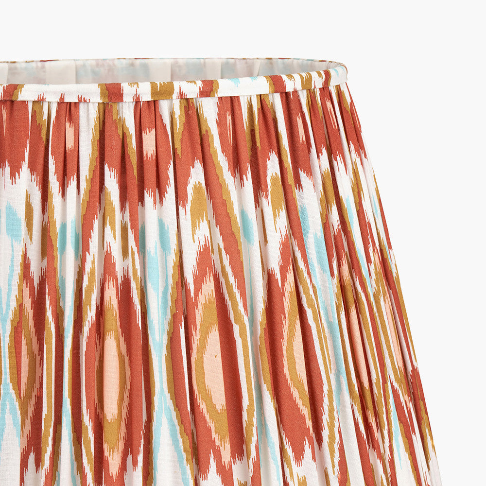 Corby Amber Glass Table Lamp Base with Izara 40cm Cinnamon Ikat Patterned Mushroom Pleat Tapered Lampshade