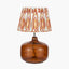 Corby Amber Glass Table Lamp Base with Izara 40cm Cinnamon Ikat Patterned Mushroom Pleat Tapered Lampshade