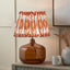 Corby Amber Glass Table Lamp Base with Izara 40cm Cinnamon Ikat Patterned Mushroom Pleat Tapered Lampshade