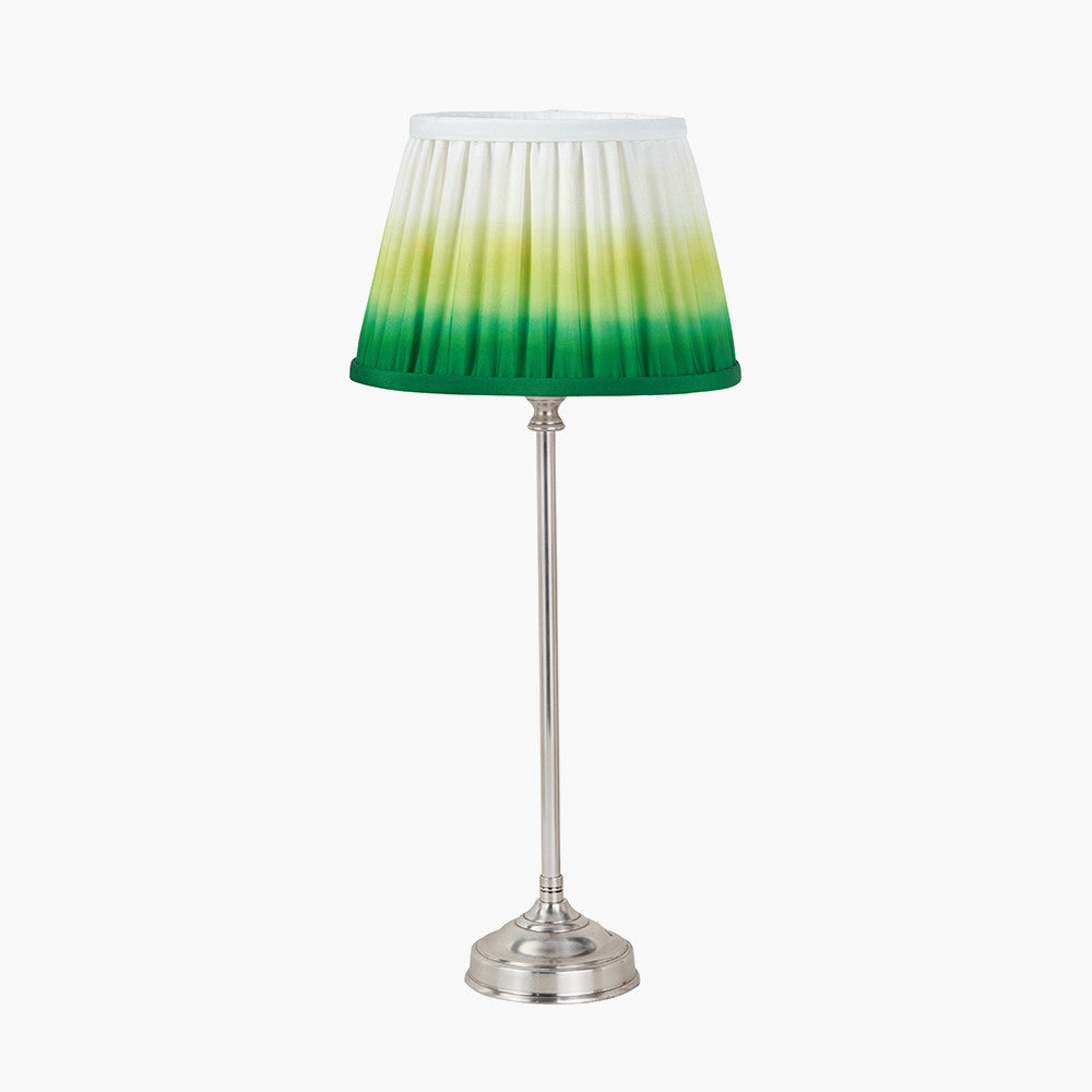 Auden Silver Metal Stick Table Lamp Base with Savoie 10" Pleated Shade Emerald