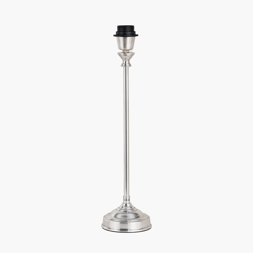 Auden Silver Metal Stick Table Lamp Base with Adelaide 25cm Black Tapered Cotton Mix Lampshade
