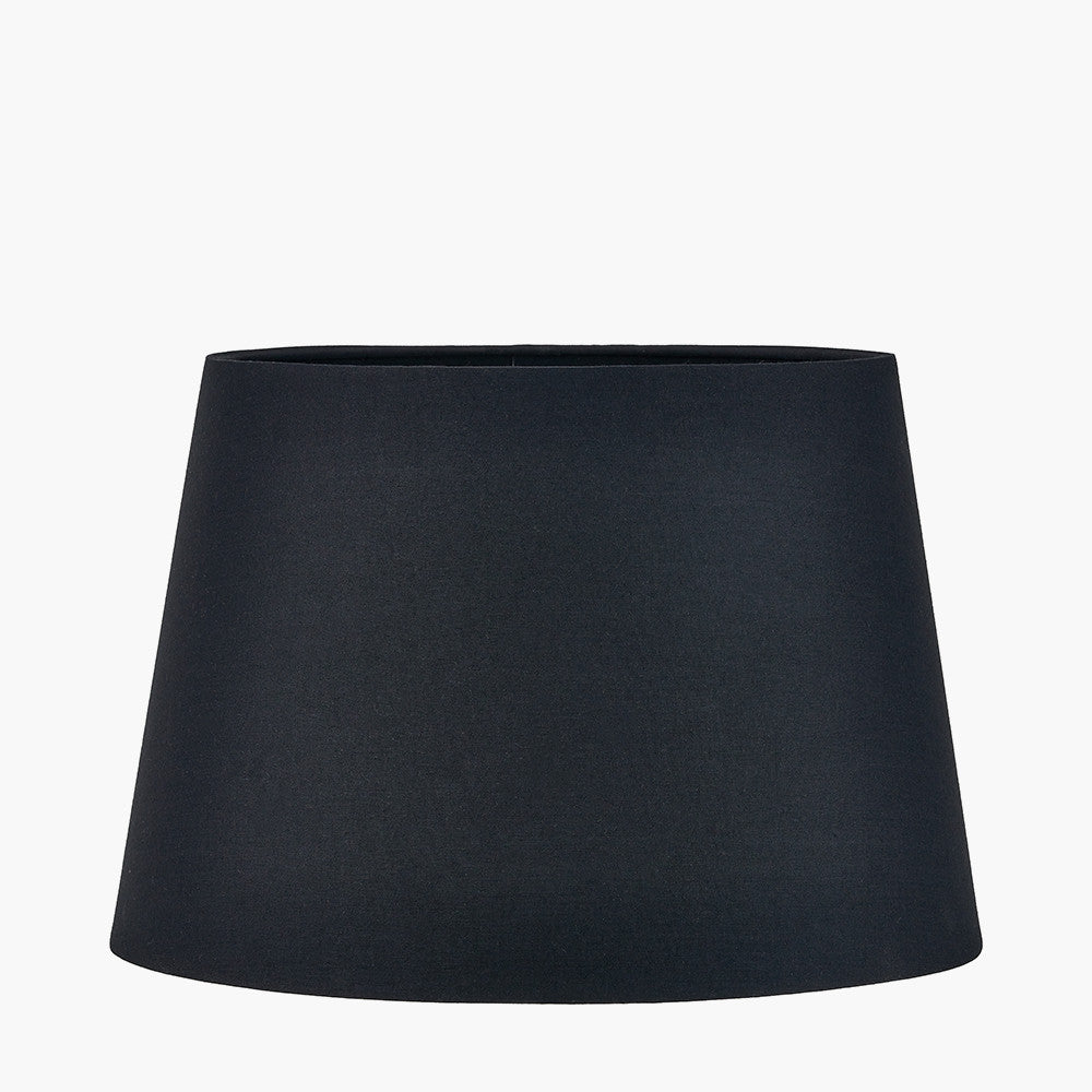 Auden Silver Metal Stick Table Lamp Base with Adelaide 25cm Black Tapered Cotton Mix Lampshade
