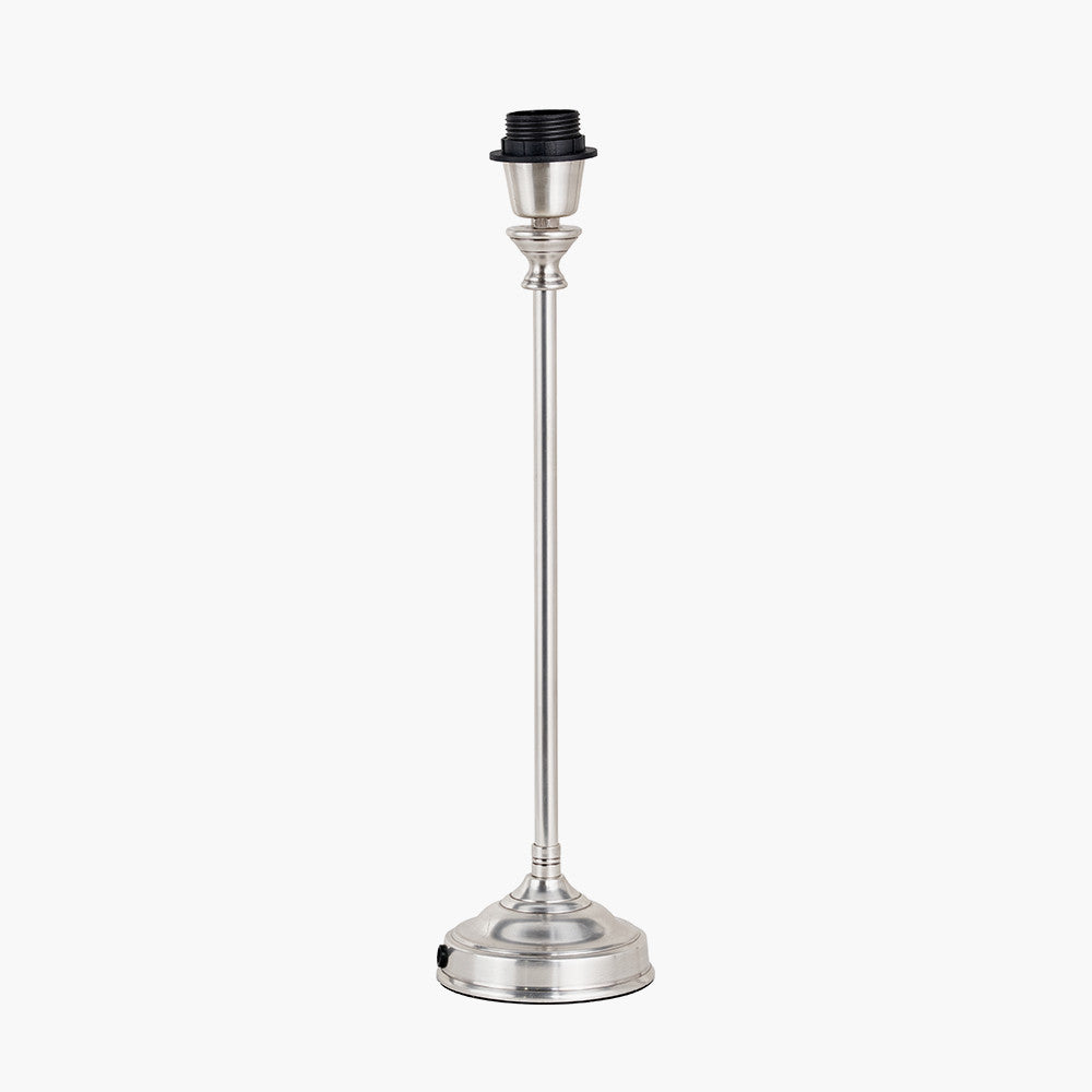 Auden Silver Metal Stick Table Lamp Base with Adelaide 25cm Ivory Tapered Cotton Mix Lampshade