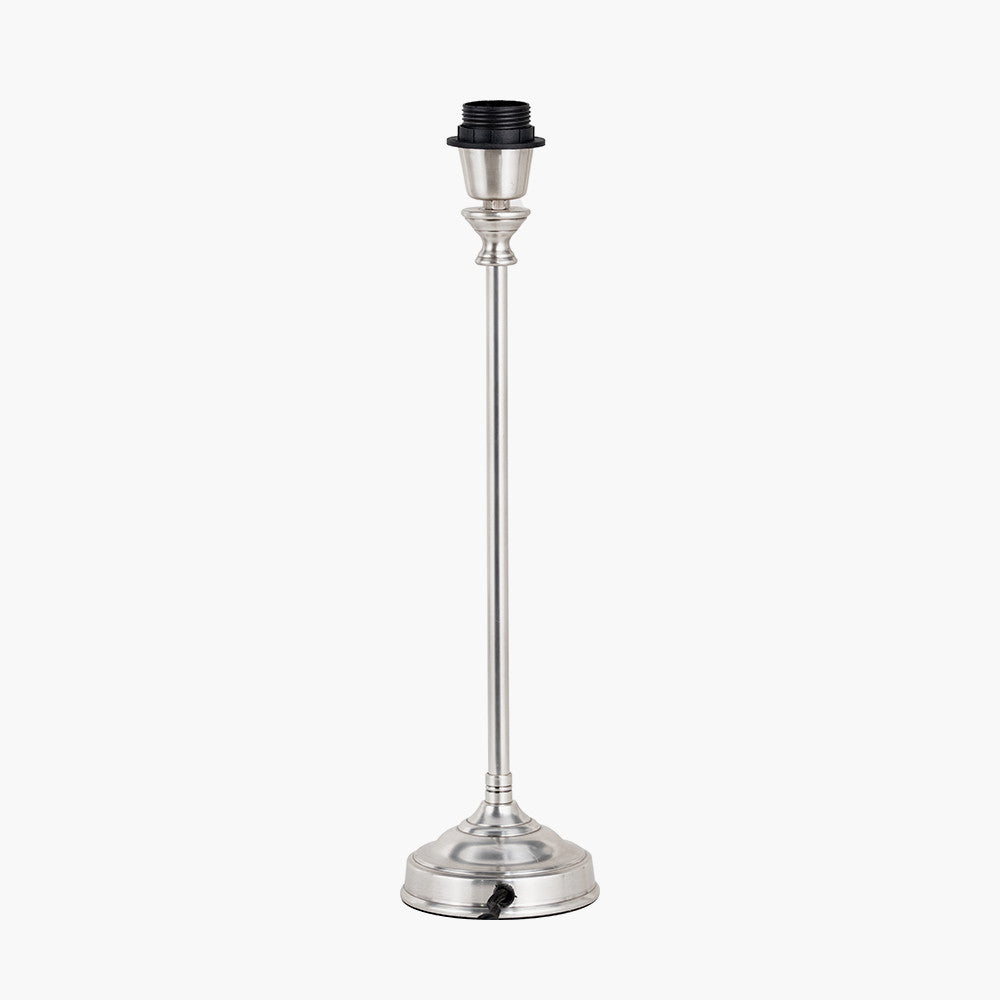 Auden Silver Metal Stick Table Lamp Base with Adelaide 25cm Ivory Tapered Cotton Mix Lampshade