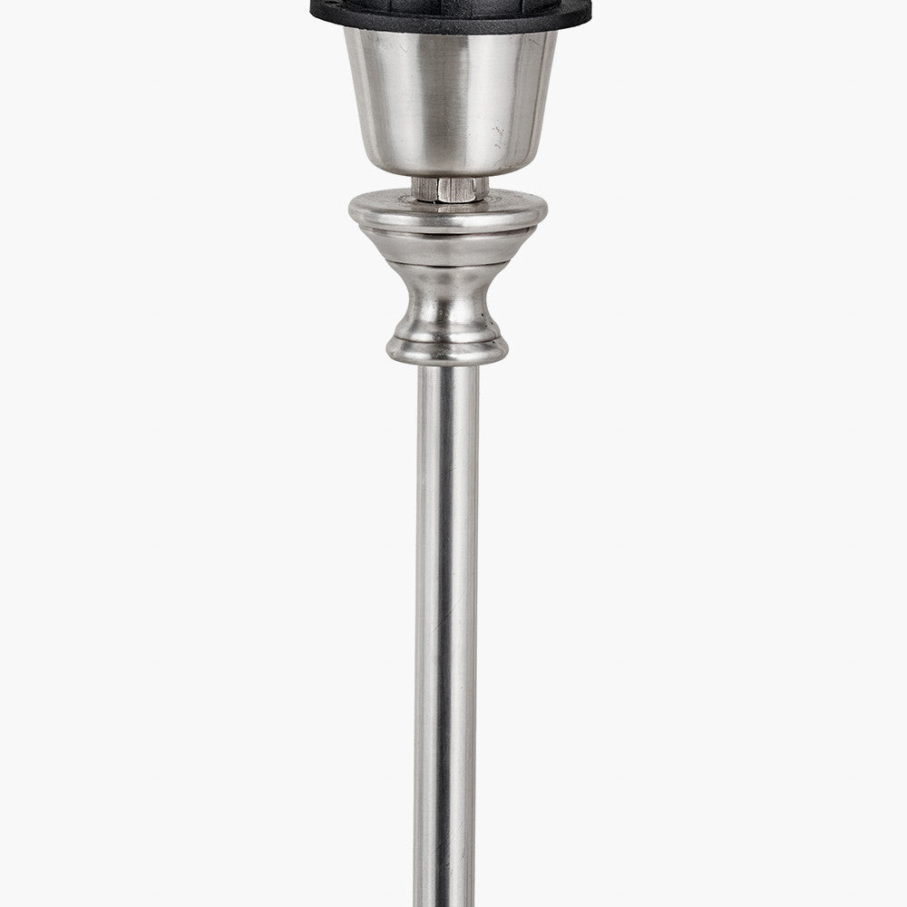 Auden Silver Metal Stick Table Lamp Base with Adelaide 25cm Ivory Tapered Cotton Mix Lampshade