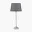 Auden Silver Metal Stick Table Lamp Base with Adelaide 25cm Steel Grey Tapered Cotton Mix Lampshade