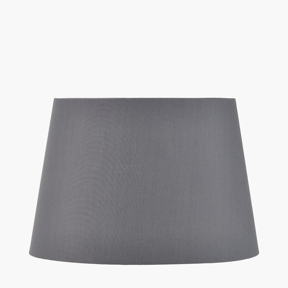 Auden Silver Metal Stick Table Lamp Base with Adelaide 25cm Steel Grey Tapered Cotton Mix Lampshade