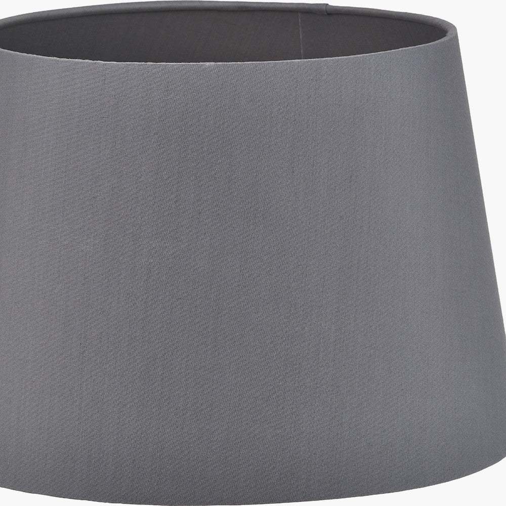 Auden Silver Metal Stick Table Lamp Base with Adelaide 25cm Steel Grey Tapered Cotton Mix Lampshade
