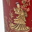 Landscape Red Hand Painted Metal Table Lamp Base with Bow 35cm Black Velvet Cylinder Lampshade