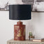 Landscape Red Hand Painted Metal Table Lamp Base with Bow 35cm Black Velvet Cylinder Lampshade