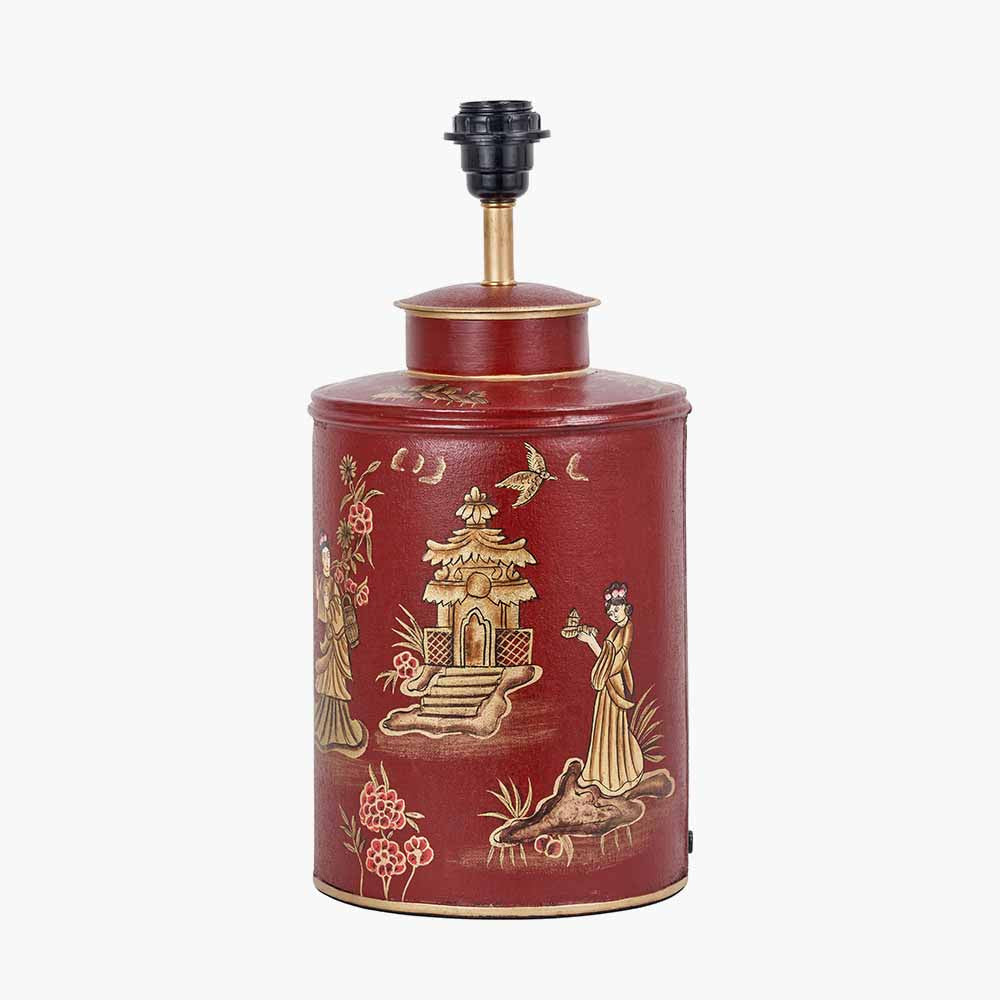 Landscape Red Hand Painted Metal Table Lamp Base