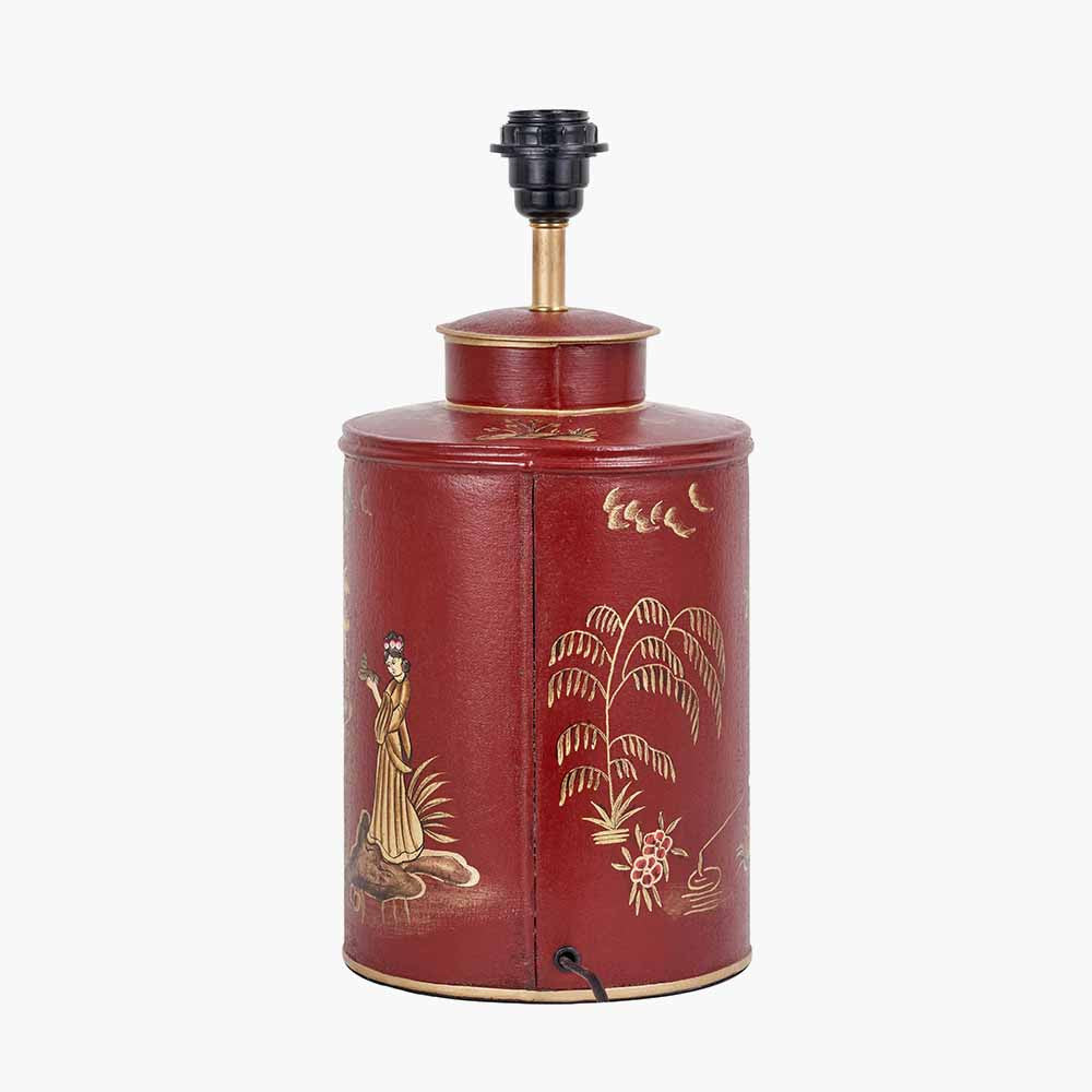Landscape Red Hand Painted Metal Table Lamp Base