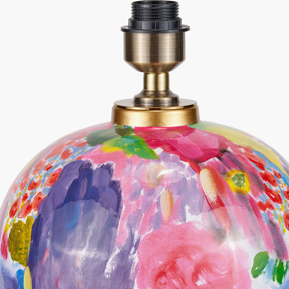 Matisse Multi Colour Ceramic Urn Table Lamp Base with Harry 40cm Black Cotton Mix Cylinder Lampshade
