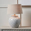 Barbier White Art Deco Fan Ceramic Table Lamp Base with Milos 35cm Natural Linen Tapered Lampshade