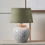 Barbier White Art Deco Fan Ceramic Table Lamp Base with Milos 35cm Pistachio Green Linen Tapered Lampshade