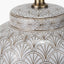 Barbier White Art Deco Fan Ceramic Table Lamp Base with Posy 35cm White Handloom Scalloped Tapered Lampshade