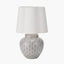 Barbier White Art Deco Fan Ceramic Table Lamp Base with Posy 35cm White Handloom Scalloped Tapered Lampshade
