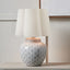 Barbier White Art Deco Fan Ceramic Table Lamp Base with Posy 35cm White Handloom Scalloped Tapered Lampshade