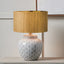 Barbier White Art Deco Fan Ceramic Table Lamp Base with Stellan 35cm Gold Slubbed Silk Mix Gold Lined Cylinder Lampshade