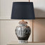 Asteria Black and White Feather Ceramic Urn Table Lamp Base with Adelaide 40cm Black Tapered Cotton Mix Lampshade