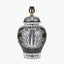 Asteria Black and White Feather Ceramic Urn Table Lamp Base with Adelaide 40cm Ivory Tapered Cotton Mix Lampshade