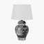 Asteria Black and White Feather Ceramic Urn Table Lamp Base with Adelaide 40cm Ivory Tapered Cotton Mix Lampshade