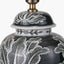 Asteria Black and White Feather Ceramic Urn Table Lamp Base with Henry 40cm White Handloom Cylinder Lampshade