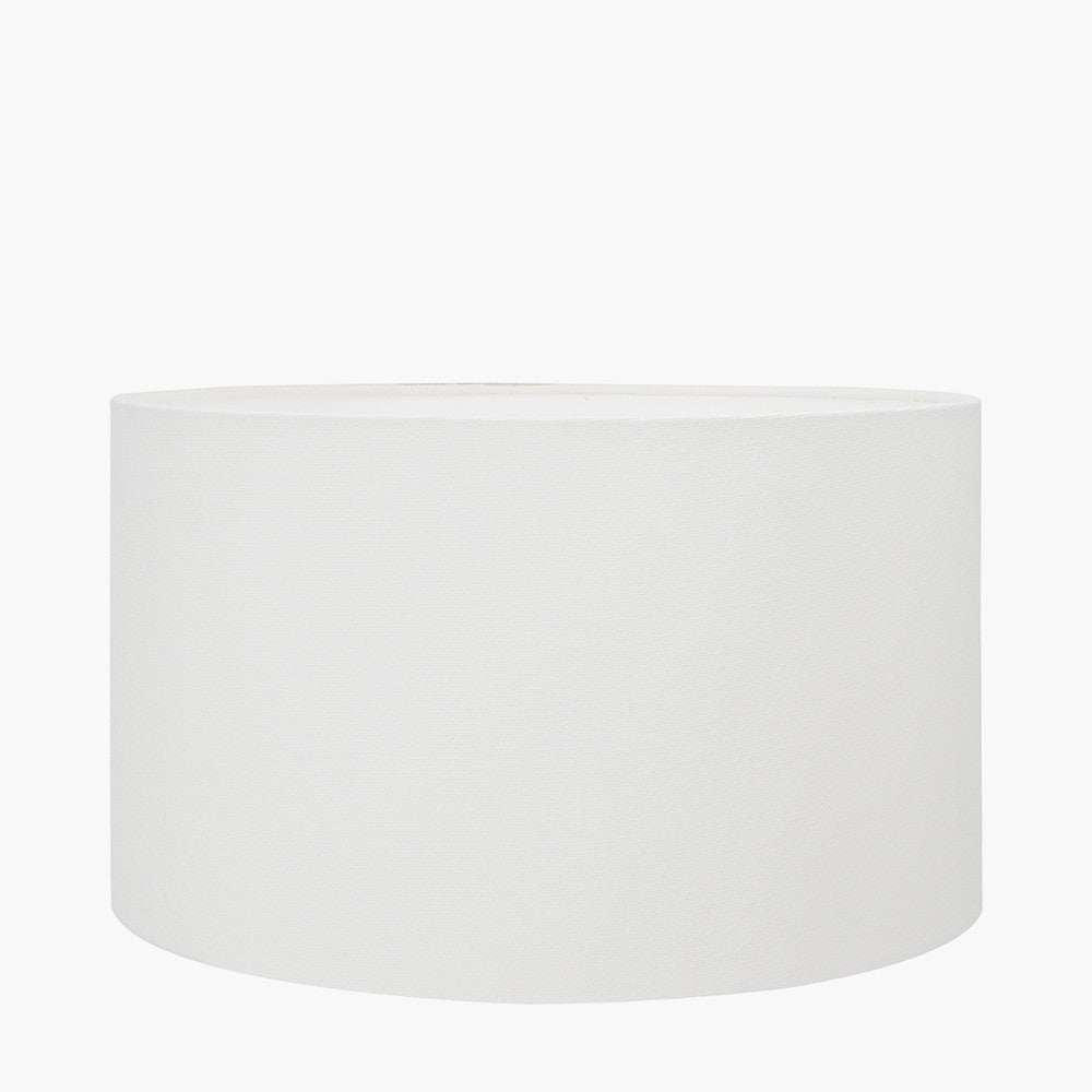 Asteria Black and White Feather Ceramic Urn Table Lamp Base with Henry 40cm White Handloom Cylinder Lampshade