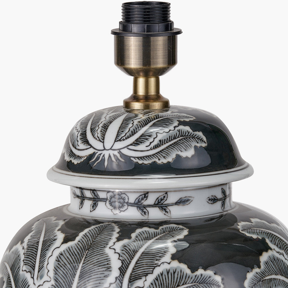 Asteria Black and White Feather Ceramic Urn Table Lamp Base