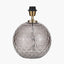 Camille Smoke Grey Circle Design Handcut Glass Table Lamp Base with Harry 30cm Black Cotton Mix Cylinder Lampshade