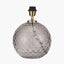 Camille Smoke Grey Circle Design Handcut Glass Table Lamp Base with Harry 30cm Ivory Cotton Mix Cylinder Lampshade