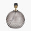 Camille Smoke Grey Circle Design Handcut Glass Table Lamp Base with Harry 30cm Ivory Cotton Mix Cylinder Lampshade