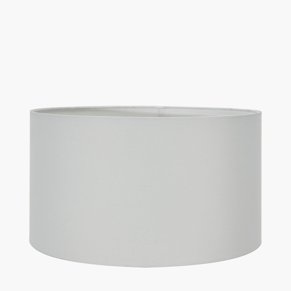 Camille Smoke Grey Circle Design Handcut Glass Table Lamp Base with Harry 30cm Ivory Cotton Mix Cylinder Lampshade