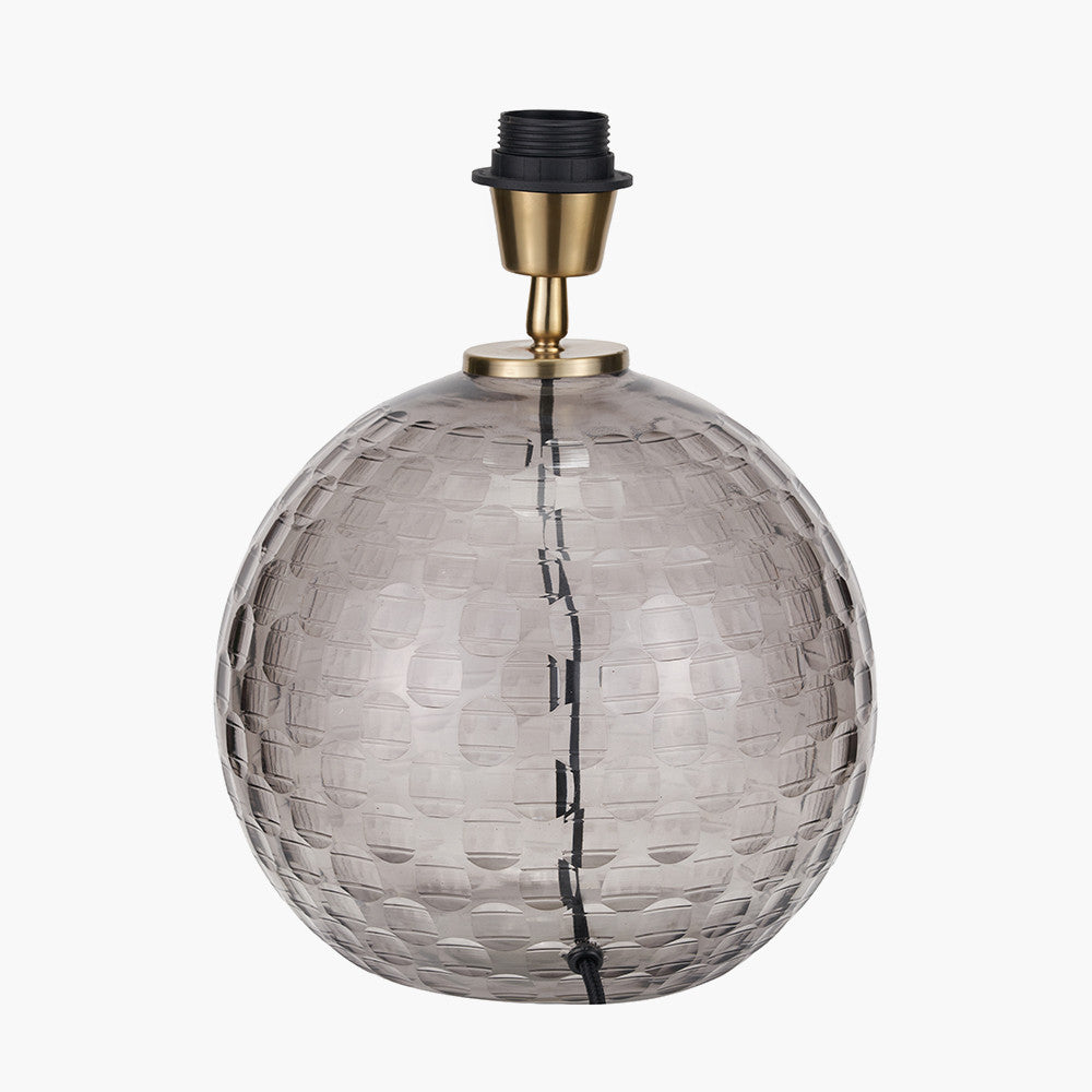 Camille Smoke Grey Circle Design Handcut Glass Table Lamp Base