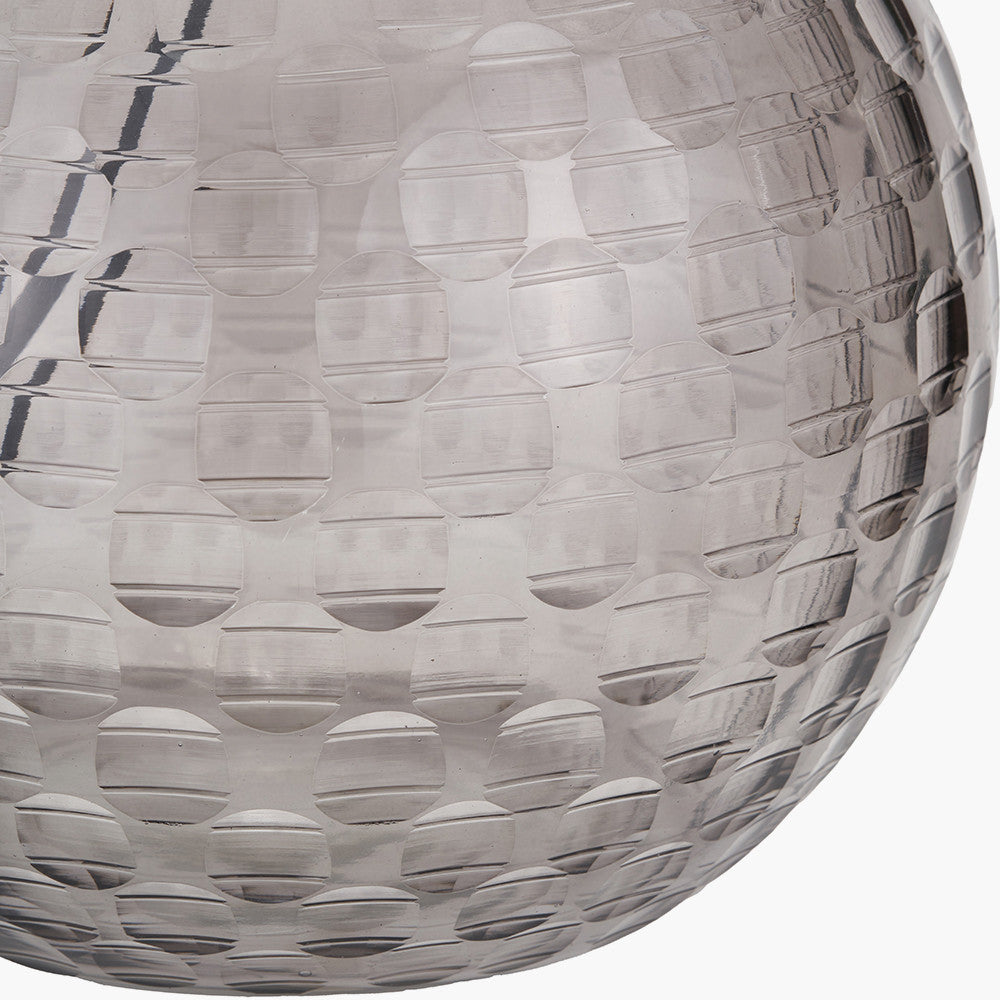 Camille Smoke Grey Circle Design Handcut Glass Table Lamp Base